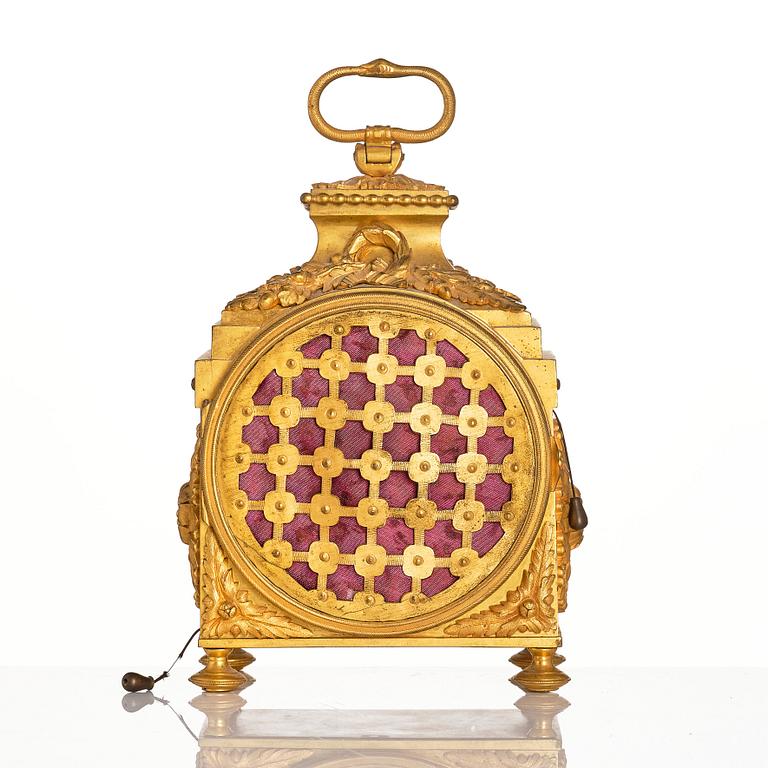 A Swiss ormolu 'pendule d'officer' with alarm by  Robert & Courvoisier (Chaux-de-Fonds, active 1781-1811).