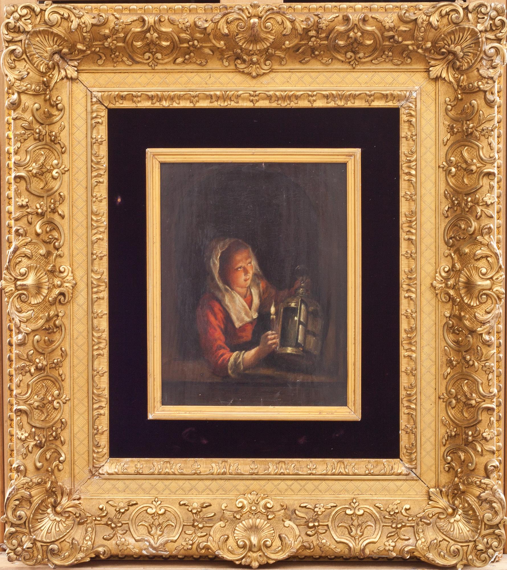 OKÄND KONSTNÄR, olja på pannå, bär monogramsignatur. Holland, 17/1800-tal.