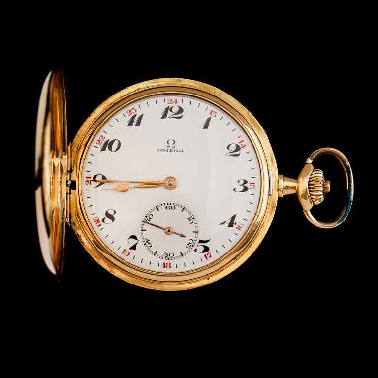 FICKUR, 18K guld, savonett, Omega, 1900-talets första hälft.