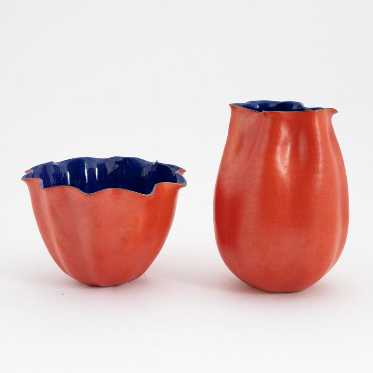 Per Hammarström, two stonware vases, signed.