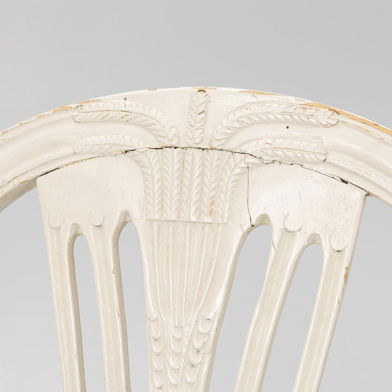 Three matched Gustavian chairs, second half of the 18th century.
