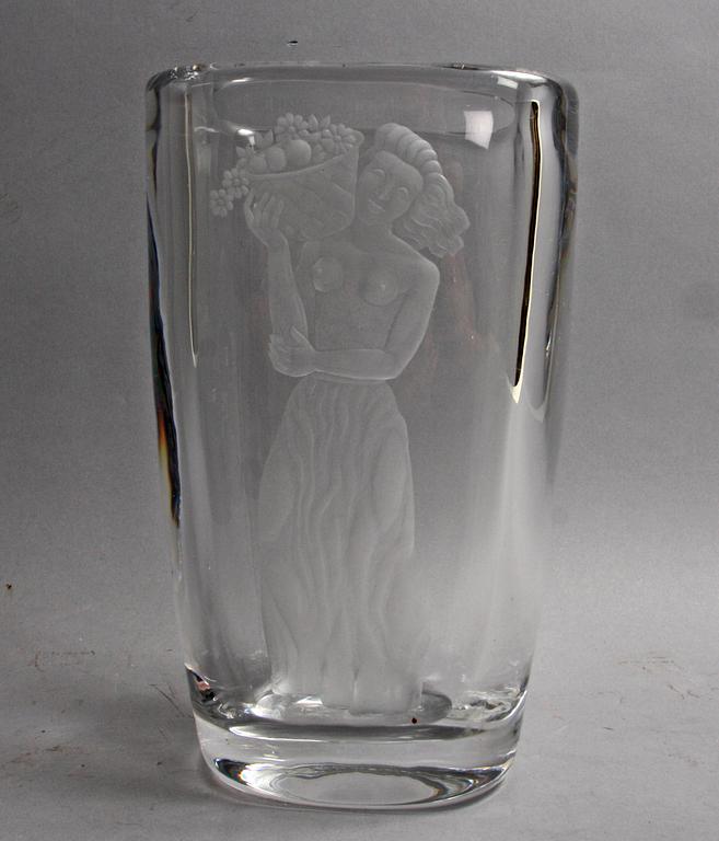 VAS, glas, Sven Palmqvist, Orrefors, sign o dat 1952.