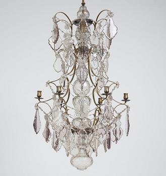 A mid 19th century Swedish Baroque style six-light chandelier.