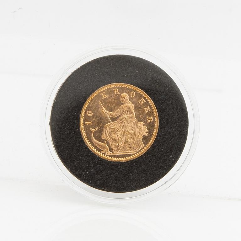 Guldmynt Danmark, Christian X 10 dkr, 1900.