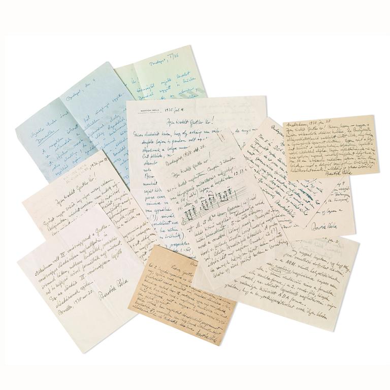 BÉLA BÁRTOK (1881-1945), eleven signed letters. Mostly dated Budapest 1930-38.