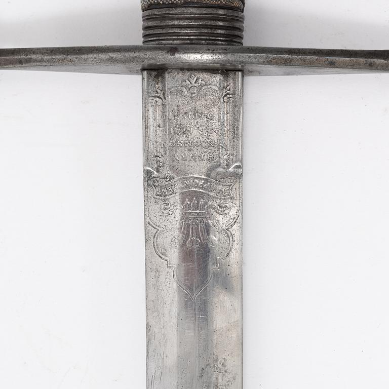 A Scottish infantry officer's sword with cross hilt and field scabbard, by Henry Wilkinson, London.
