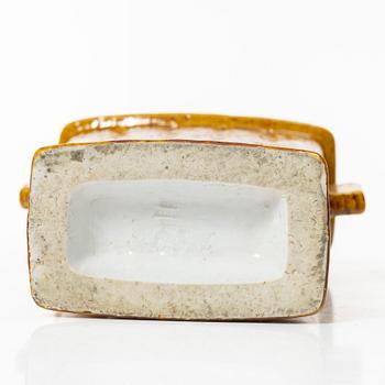 Gunnar Nylund, a set of three chamotte stoneware vases and a lamp base, Rörstrand 1930s-40s.