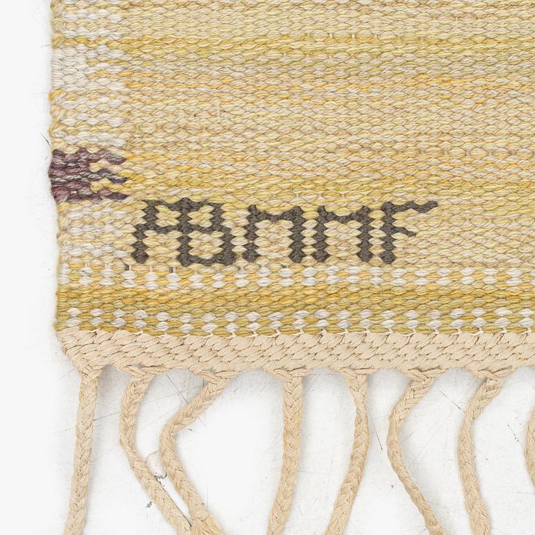 Barbro Nilsson, a 'Falurutan, gul' carpet, flat weave, c. 172 x 118 cm signed AB MMF BN.