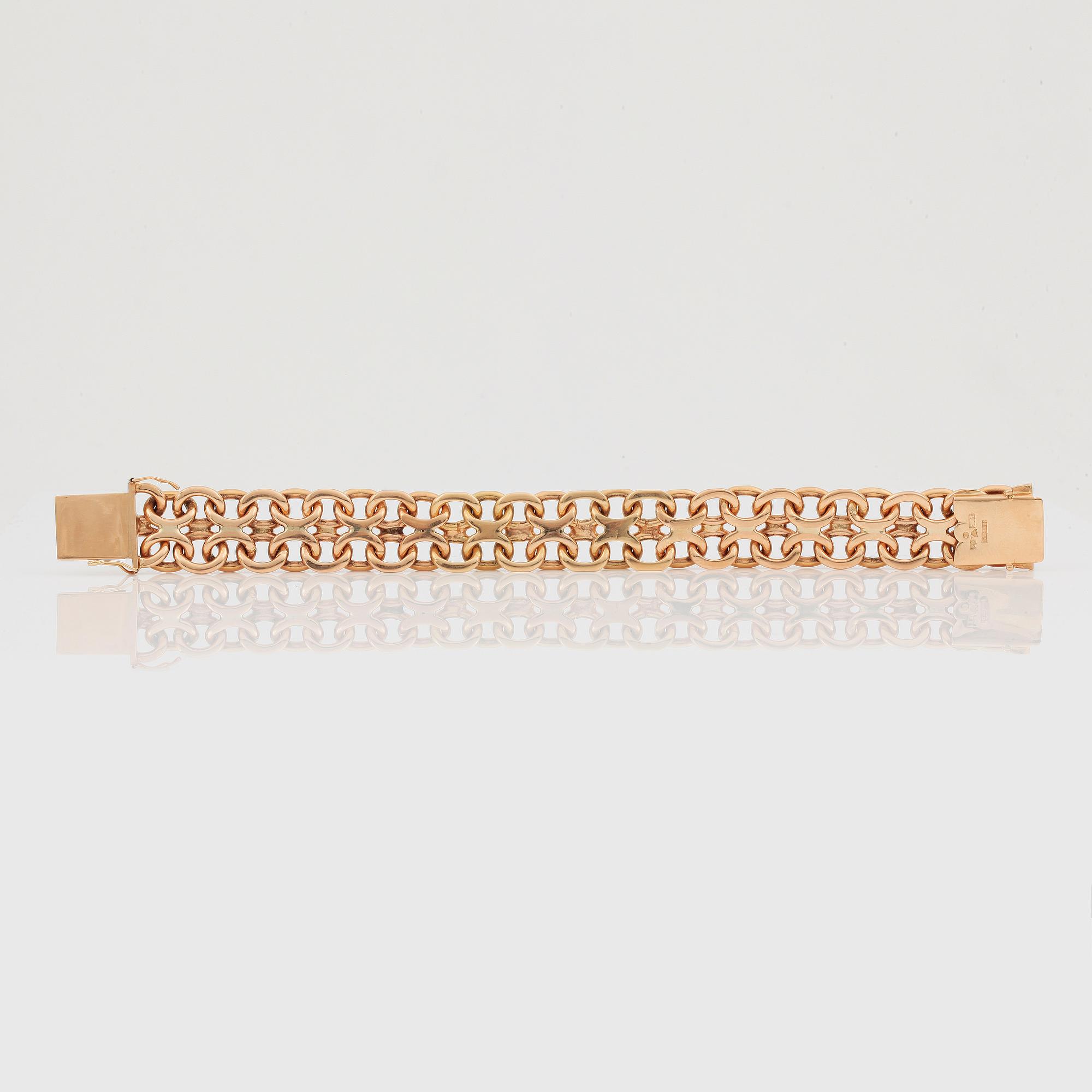 ARMBAND, guld 18K, otydliga svenska stämplar, 1900-tal. Totalt ca 83 gram.