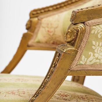 A pair of late Gustavian open armchairs attributed to E. Ståhl (master in Stockholm 1794-1820).