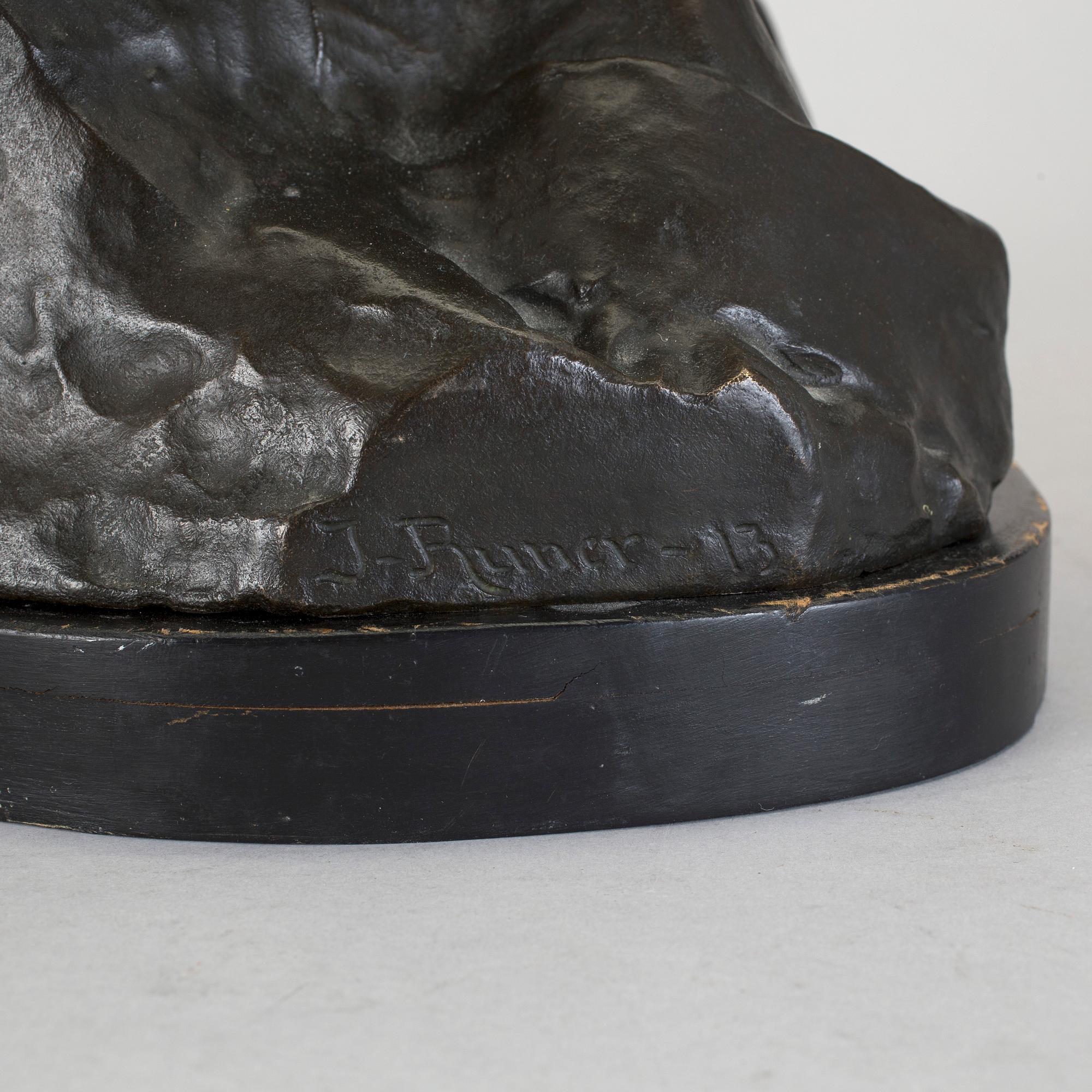 JOHAN RUNER, skulptur, brons, signerad och daterad -19. Otto Meyer Eftr fud.