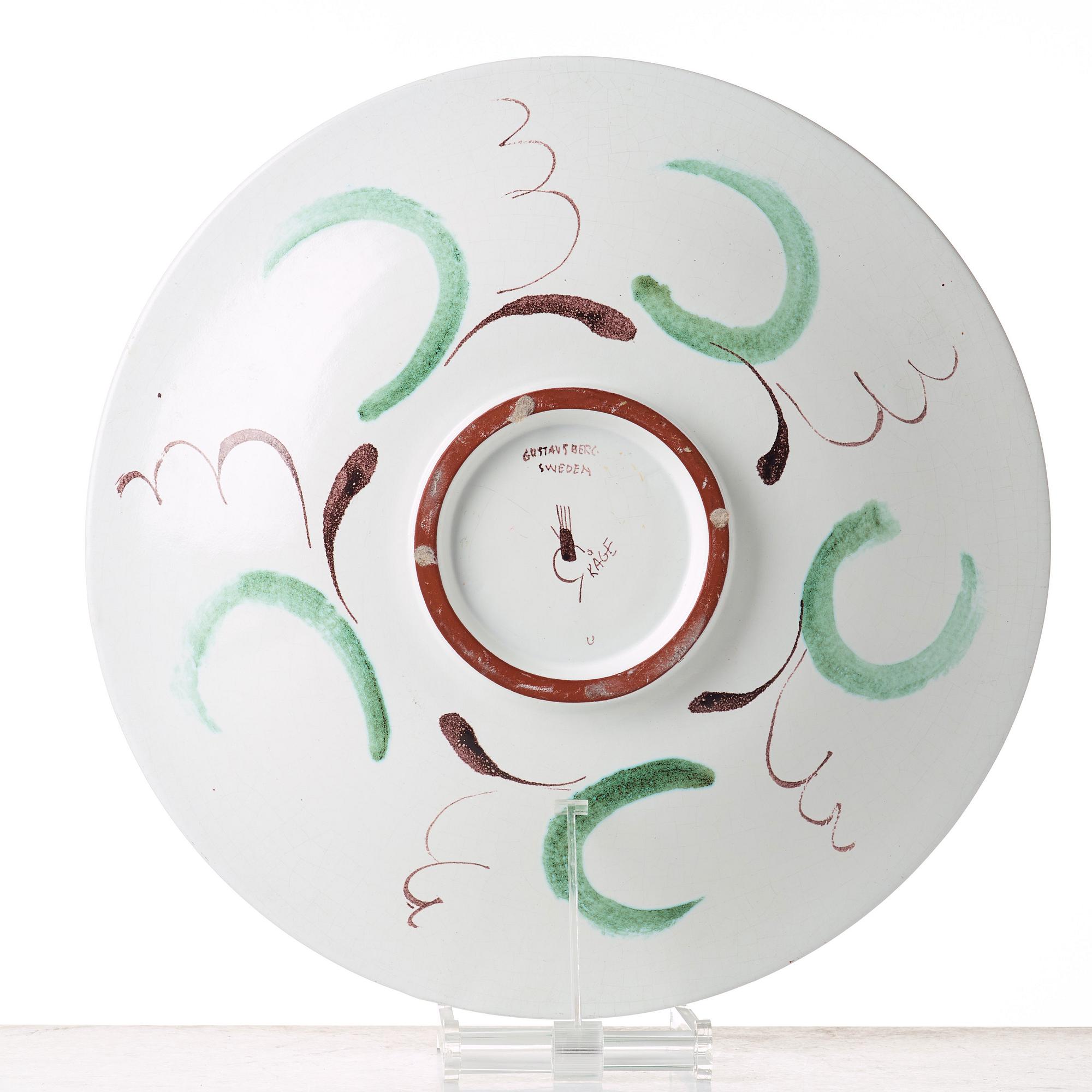 Wilhelm Kåge, a large faience dish, Gustavsberg studio, Sweden 1951.