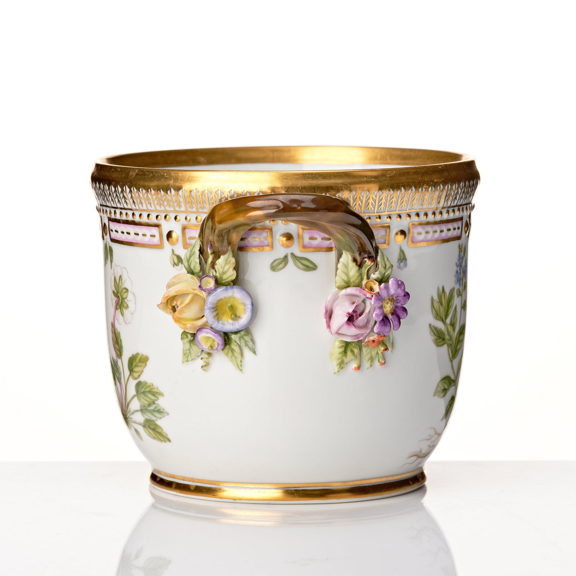 A Royal Copenhagen 'Flora Danica' flower pots/wine coolers, Denmark, 20th Century.