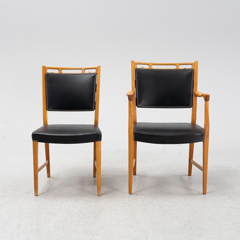 David Rosén, matbord modell "570-025" samt stolar 4+4 st ur Futura-serien, Nordiska Kompaniet, 1950-tal.