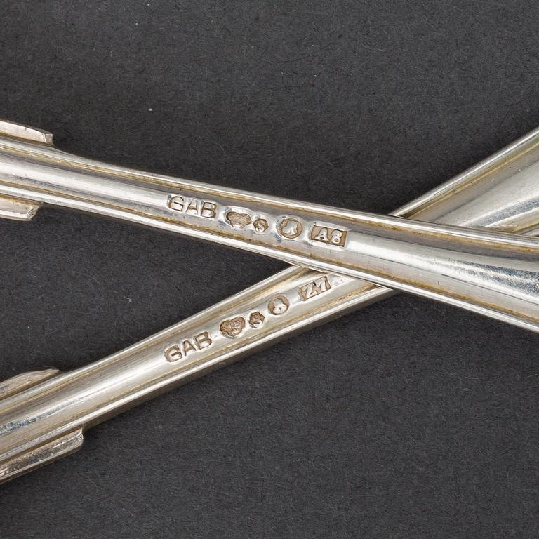 GAB, 12 bordsskedar och 12 bordsgafflar, silver, Stockholm 1920-tal.