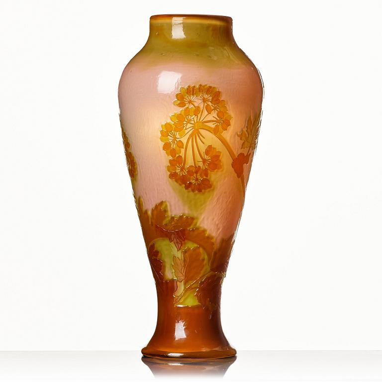 Emile Gallé, a 'firepolished' Art Nouveau cameo glass vase, Nancy, France, ca 1900.