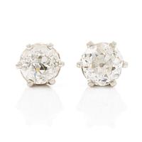 Earrings, a pair, Atelier ajour, platinum with old-cut diamonds.