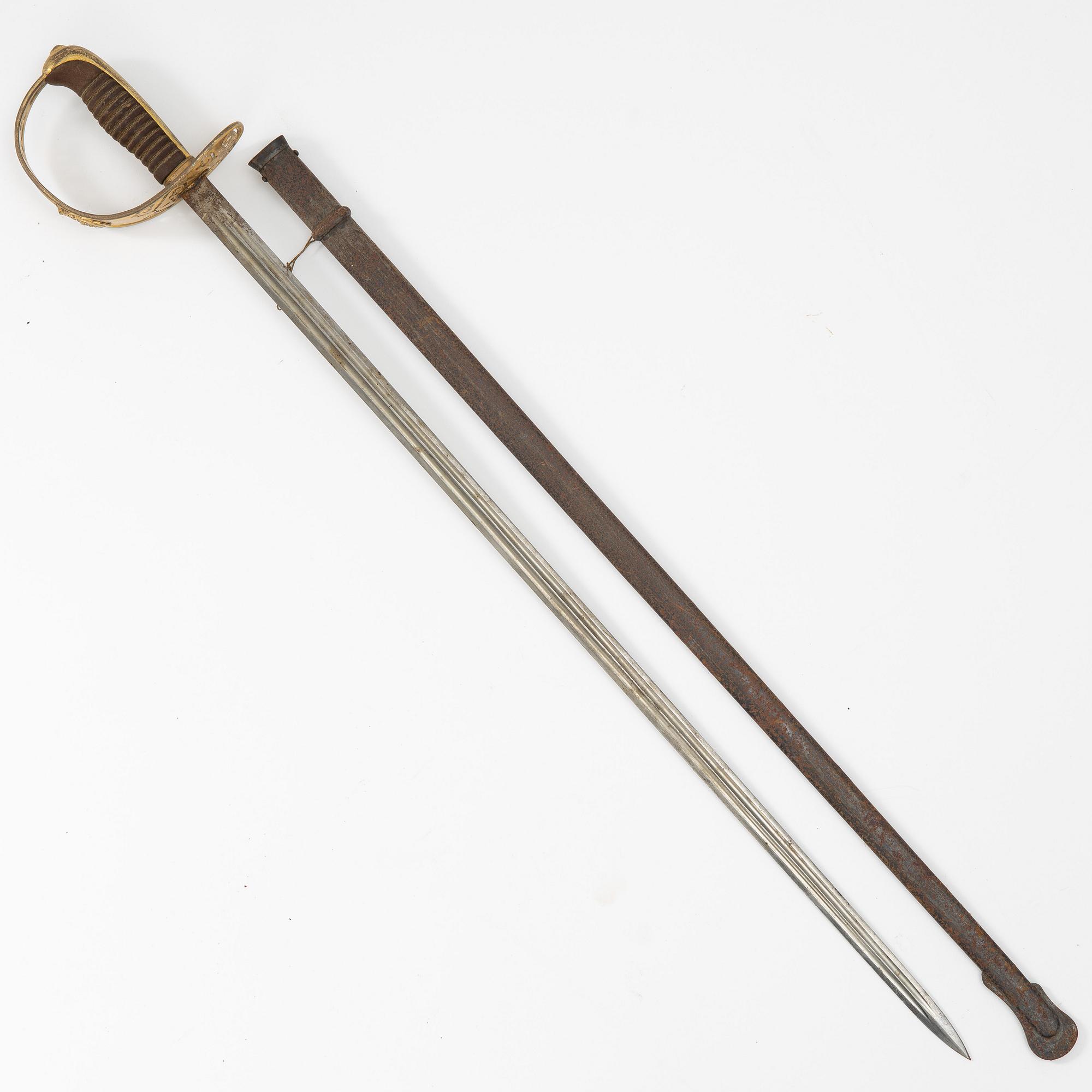 Saber, Swedish m/1893 for cavalry officer, with scabbard.
