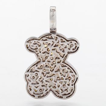 TOUS, an 18K white gold pendant in the form of a teddy bear with brownish diamonds total ca 1.09 ct, Spain.