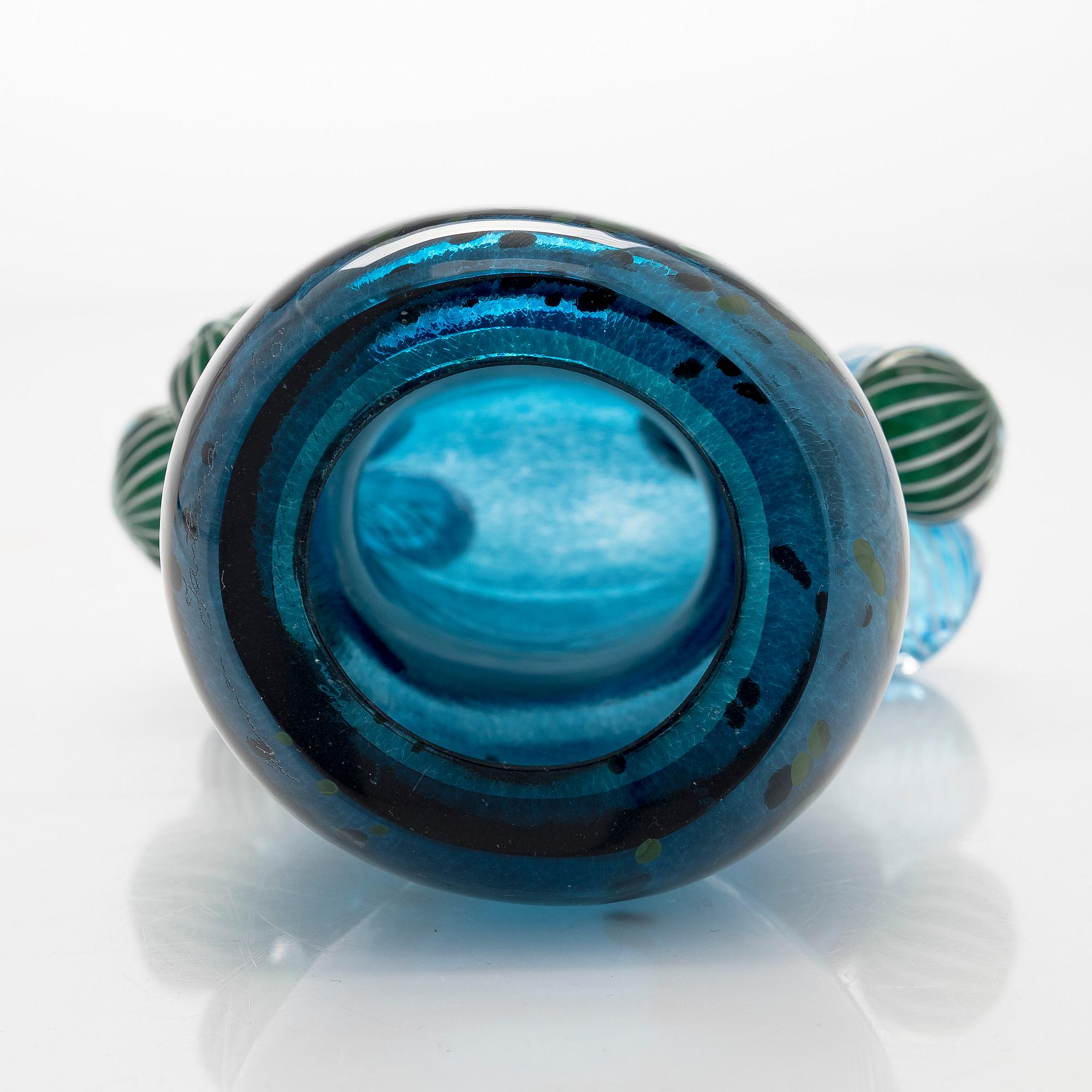 Alma Jantunen, glass sculpture, "Blue Rain", signed Alma Jantunen 4/10.