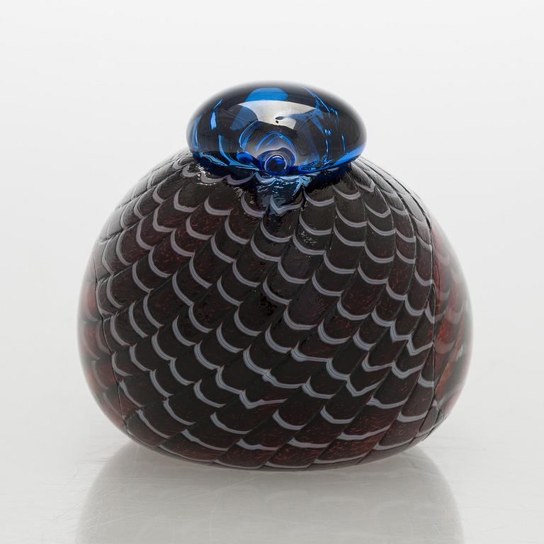 Oiva Toikka, glasfågel, signerad Oiva Toikka Nuutajärvi Notsjö Turun Sanomat.