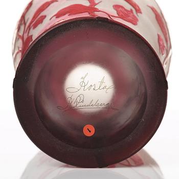 Karl Lindeberg, an Art Nouveau cameo glass vase, Kosta early 20th century.