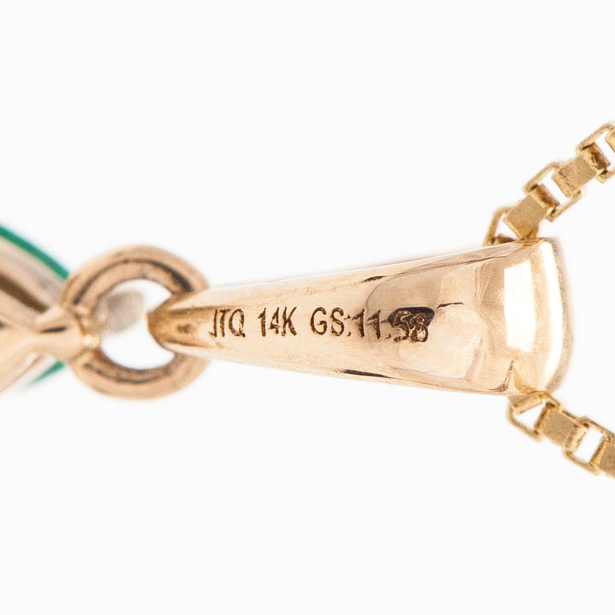 Halsband med hänge, 14K guld, smaragder och vita safirer. IGI sertifikat medföljer.