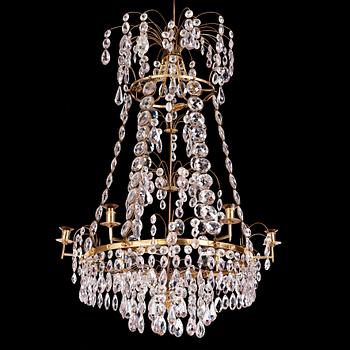114. A Gustavian six-light chandelier, Stockholm, second part of the 18th century.