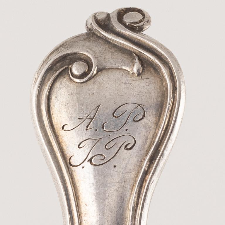Bestickservisdelar, 39 st, modell "Adlerstråhle", övervägande L. Larson & Co, Göteborg, 1854-59.