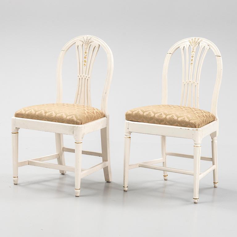 Six late Gustavian chairs, Sweden, first half of the 18th century.