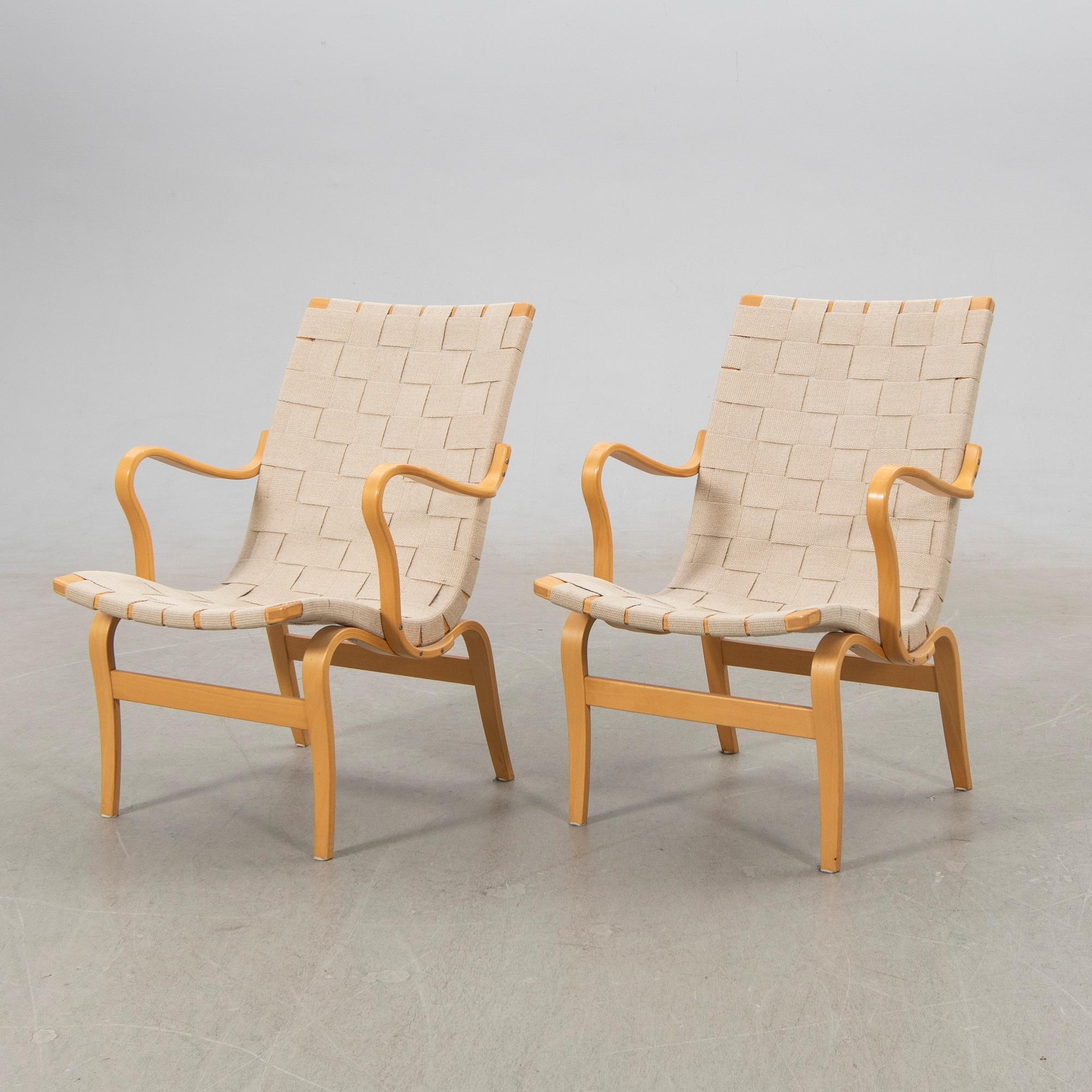 Bruno Mathsson, armchairs, a pair, "Eva", DUX, late 20th century.