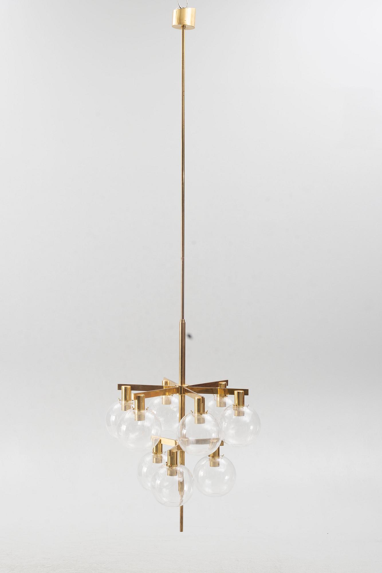 Hans-Agne Jakobsson, an imposing ceiling lamp model "T348/9", Hans-Agne Jakobsson AB, Markaryd, 1960s-70s.
