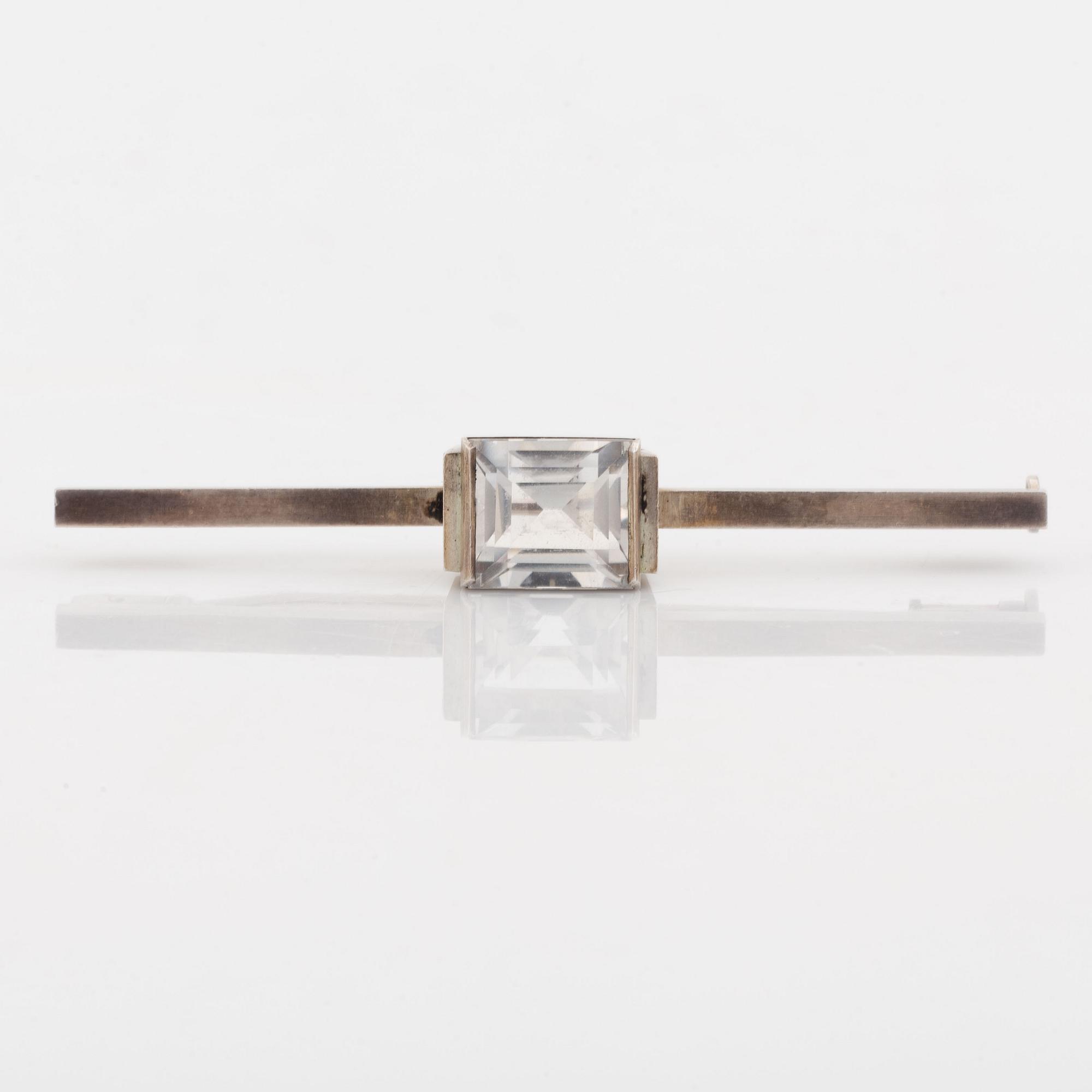 Wiwen Nilsson, sterling silver and rock crystal brooch.