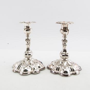 Ljusstakar 2+1 st Rokoko-stil 1900-tal nysilver.