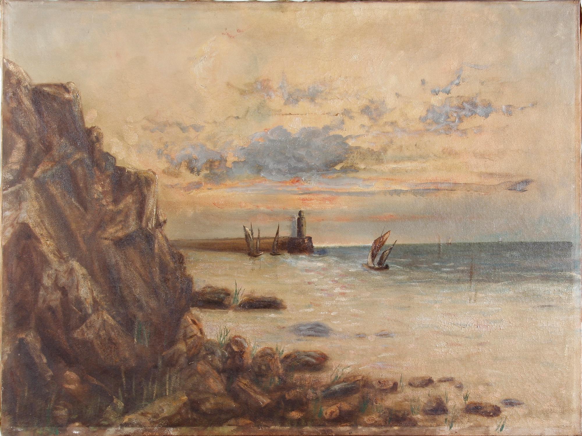 OKÄND KONSTNÄR. Olja på duk. 1800-tal.