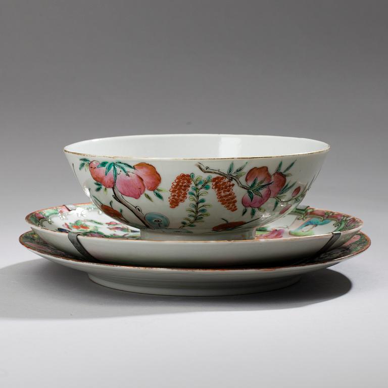 FAT, 2 ST OCH SKÅL, porslin, Kina ca 1900.