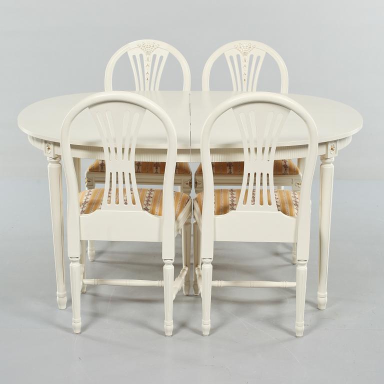 MATSALSGRUPP, 5 delar, gustaviansk stil, 1900-talets andra hälft.