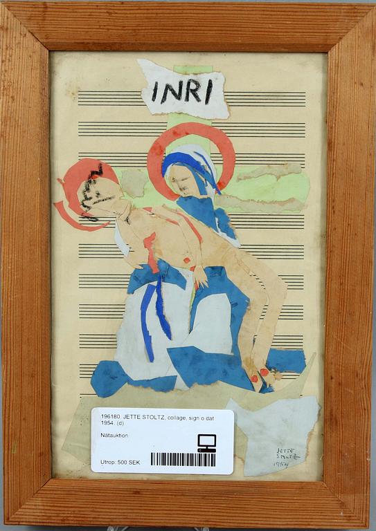 JETTE STOLTZ, collage, sign o dat 1954.