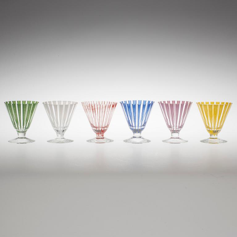 BENGT ORUP, 10 cocktailglas, "Strict" och "Stripe", Johansfors,1950-tal.
