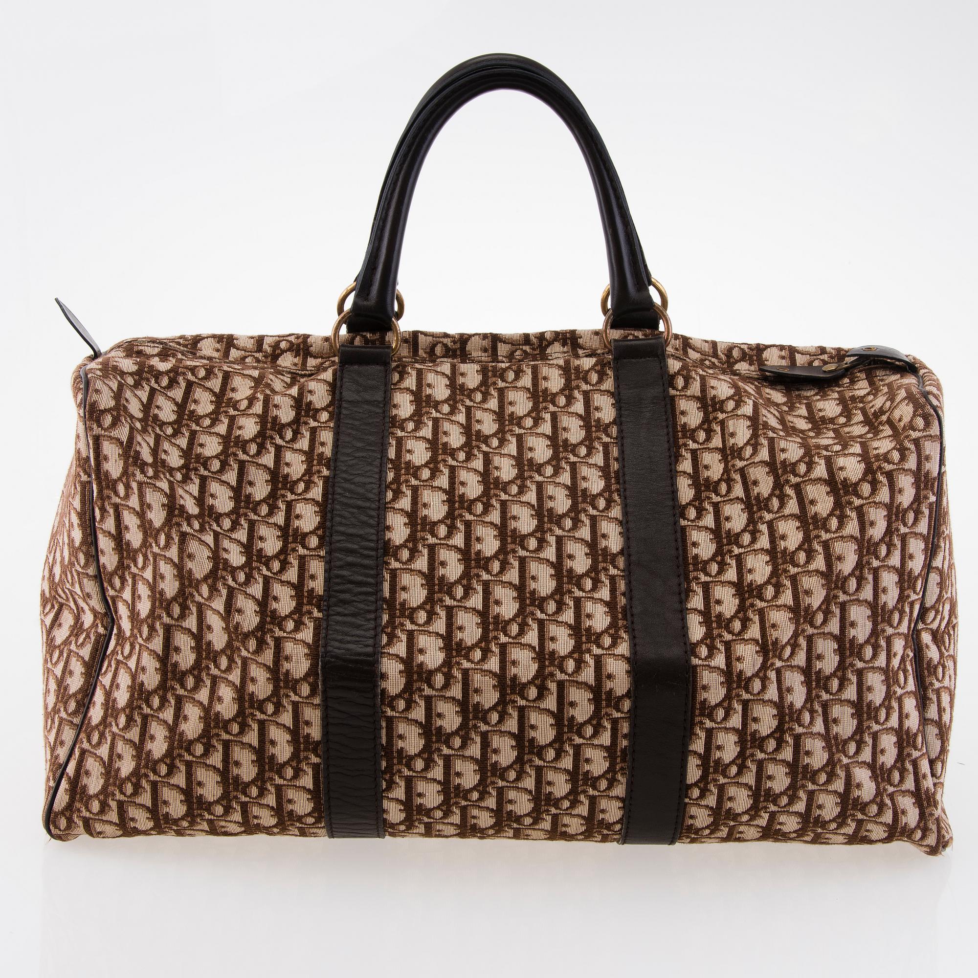 CHRISTIAN DIOR Vintage Brown Logo Weekend Bag.