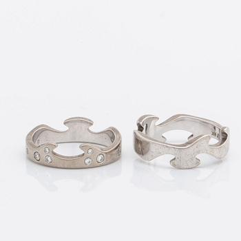 Georg Jensen ring 2 parts 18K whitegold "Fusion" with brilliant-cut diamonds approx 0,15 ct.