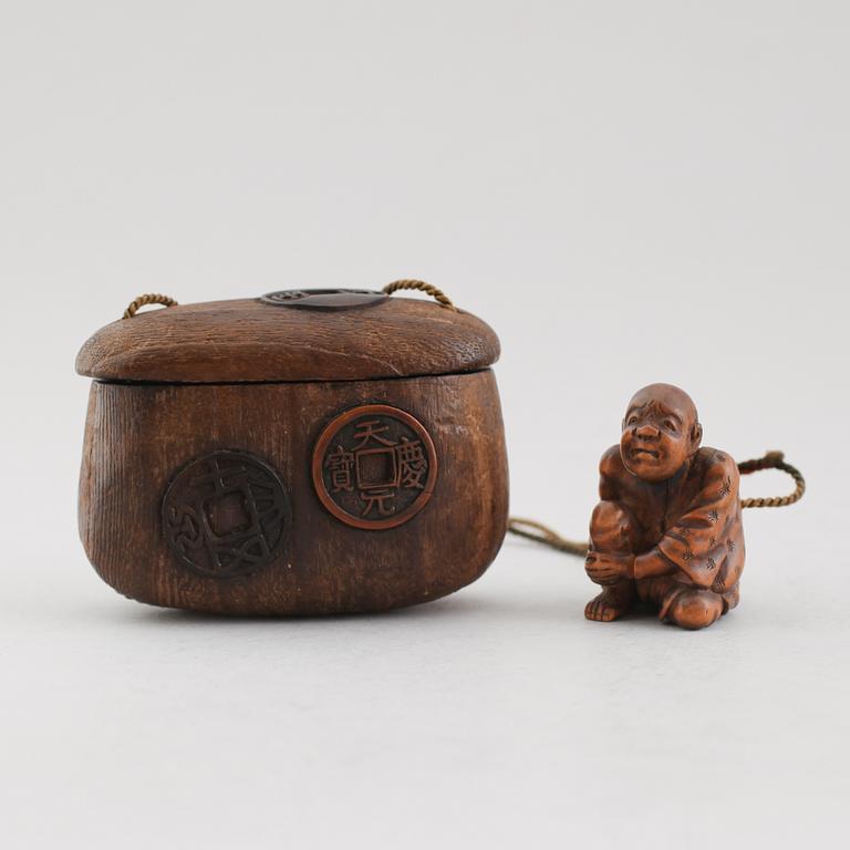 INRO MED NETSUKE, trä, Japan, sent 1800-tal.