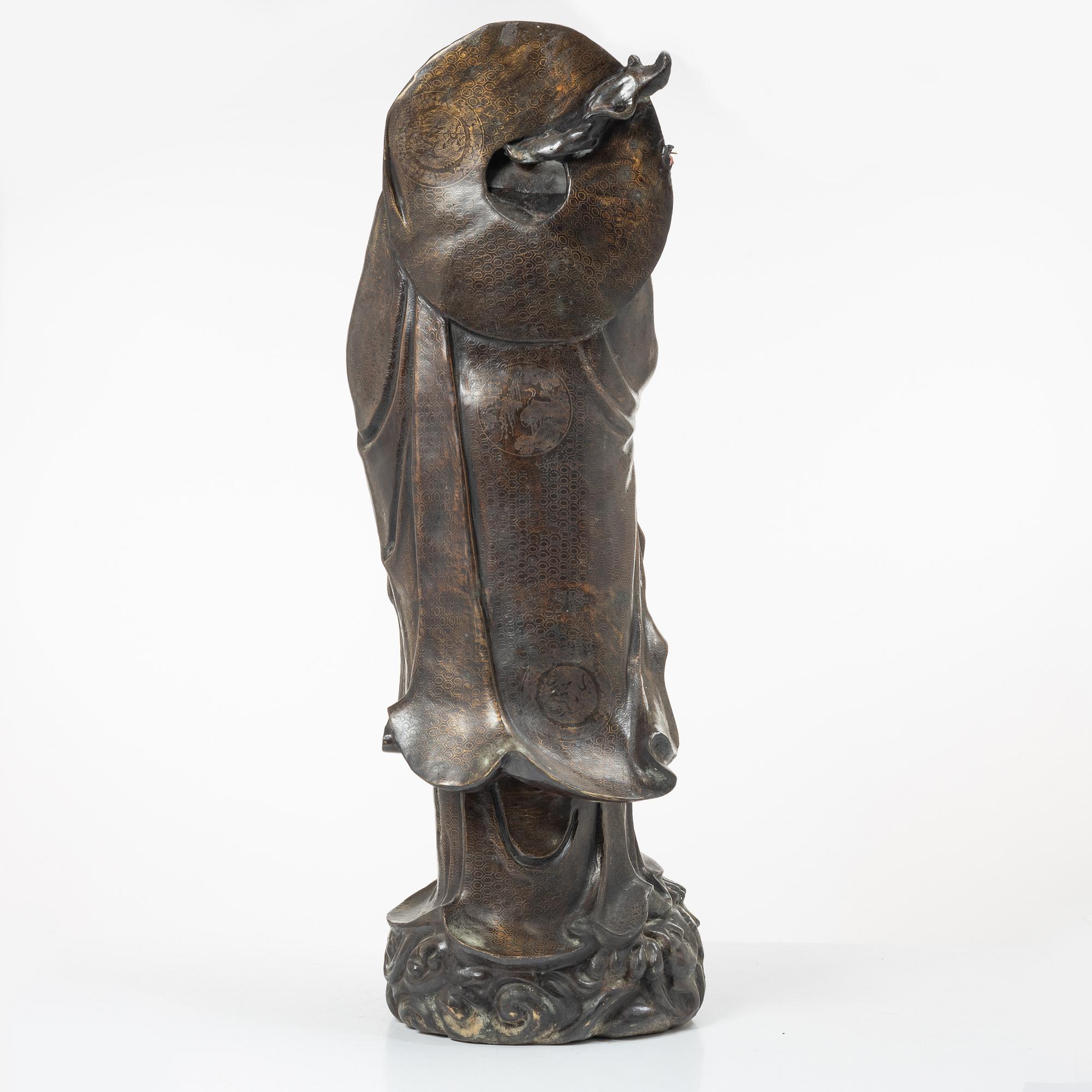 A large Japanese bronze figure of a Rakan, Meiji (1868-1912).