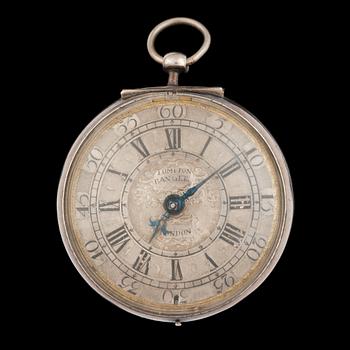 A silver verge pocket watch, Thomas Tompion, London early 18th century.
