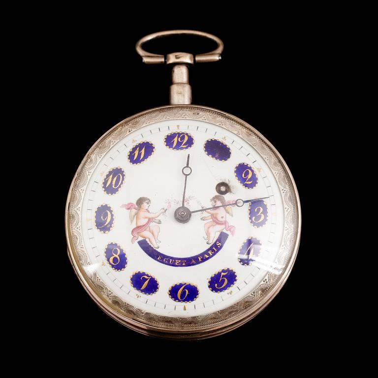 SPINDELUR, silver, märkt Breguet a Paris, 1800-tal.