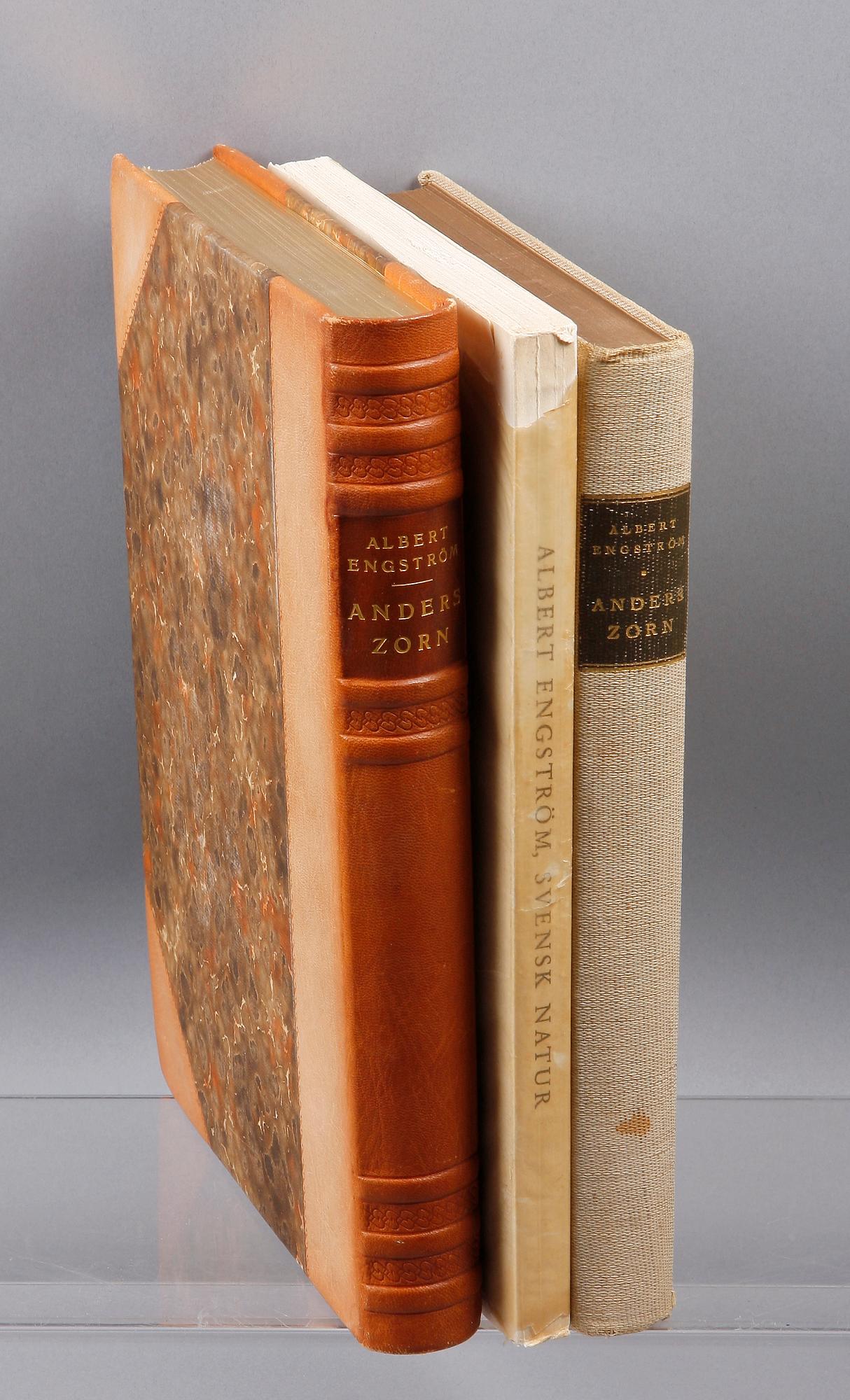 BÖCKER, 3 st, Bla "Anders Zorn" av Albert Engström 1928.