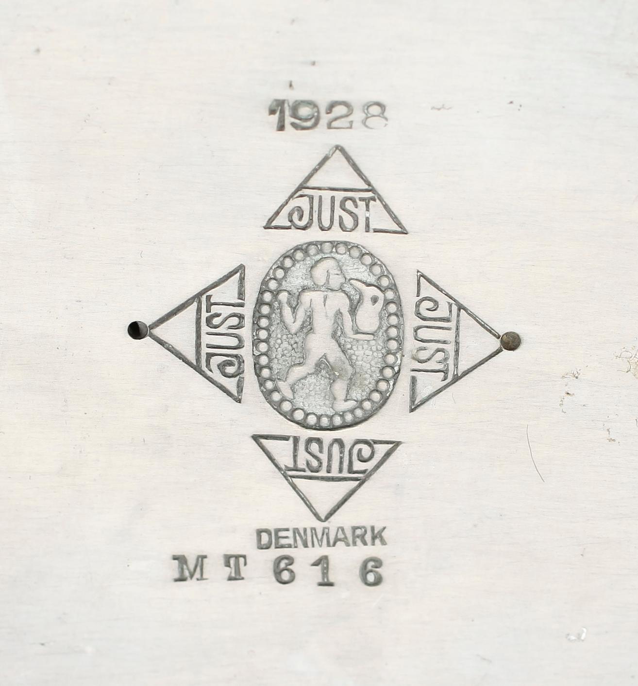 KANDELABRAR, 1 par, tenn, Just Andersen, Danmark 1928.