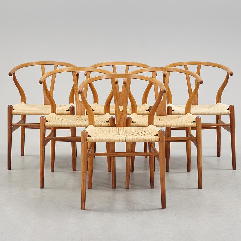 A set of six armchairs 'Y-chair' by Hans J Wegner, Carl Hansen & Son, Denmark.