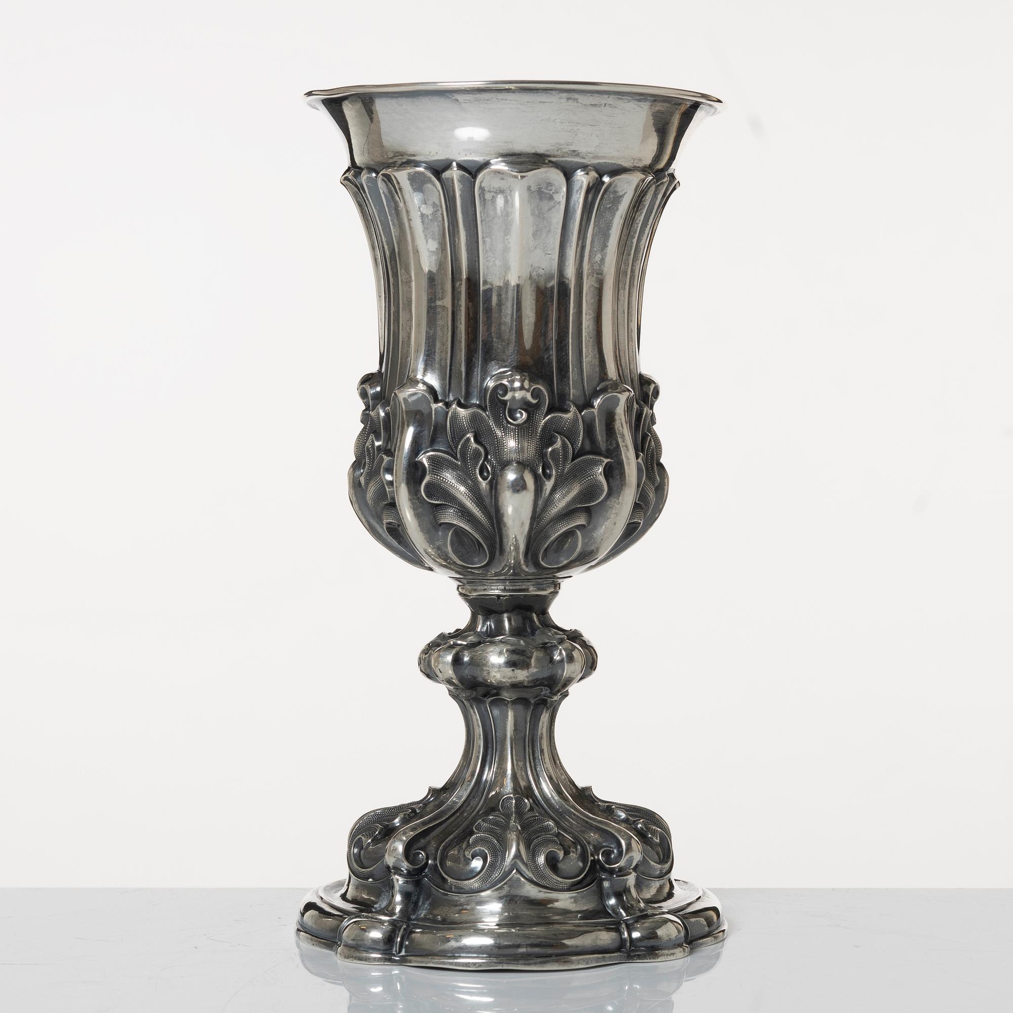 A silver goblet, possibly German, 19th Century.