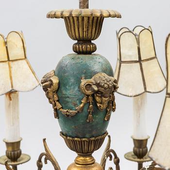 Einar Bäckströms Metallvarufabrik, Chandelier, model 4834/6, mid-20th century, Gustavian style.